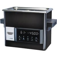 Black Draper Expert ultrasonic cleaning tank, 3L, with digital display and stainless steel lid.