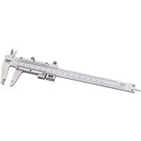 Silver Draper Expert Vernier Caliper with fine adjustment, 0-140mm scale, featuring a sliding jaw and measurement markings.
