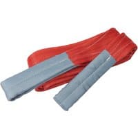 Red and gray Draper Expert wide load sling, 5m x 150mm, 5 tonne capacity, with reinforced stitching.