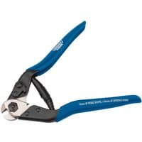 Draper Expert wire rope cutter, 190mm, with blue handles and sharp steel blades.