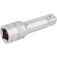 Silver Draper Expert wobble extension bar, 1/2" square drive, 75mm length, with knurled grip and polished finish.