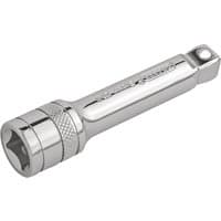 Chrome Draper Expert wobble extension bar, 3/8" square drive, 75mm length, with knurled grip and polished finish.