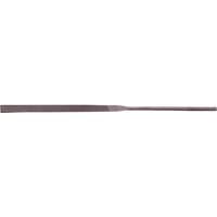 Flat parallel needle file with a tapered end, metal finish, part of a box of 12 by Draper.