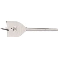 Draper flat wood bit, 38mm, silver steel with pointed tip and engraved size marking.