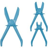 Blue Draper flexible hose clamp set, three sizes, with curved handles and rounded clamp ends.