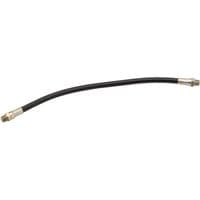 Black Draper flexible plastic grease gun hose, 300mm, with brass fittings on both ends.