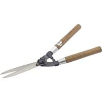 Draper garden shears with straight silver blades and brown ash wood handles, 230mm length.