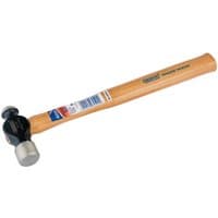 Draper ball pein hammer with wooden handle, black and silver dual-head, 450g/16oz weight.