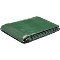 Green Draper polyethylene tarpaulin, folded neatly, with reinforced edges and a smooth, durable surface.