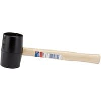 Draper rubber mallet with a black head and a light hardwood shaft, weighing 620g/24oz.
