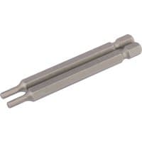 "Draper hexagonal insert bits, 3mm, 1/4 inch hex, 75mm long, silver, pack of 2, with smooth metallic finish"