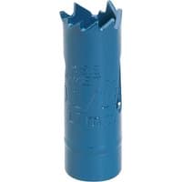 Blue Draper HSS bi-metal holesaw blade, 17mm, with jagged cutting edge and cylindrical body.
