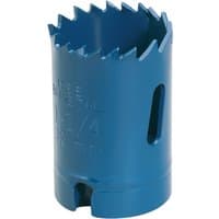 Blue Draper HSS bi-metal holesaw blade, 32mm diameter, with sharp teeth and side slots for efficient cutting.