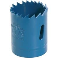 Blue Draper HSS bi-metal holesaw blade, 38mm, with sharp teeth and side slot for easy removal.