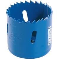 Blue Draper HSS bi-metal holesaw blade, 54mm diameter, with jagged teeth and side slots for efficient cutting.