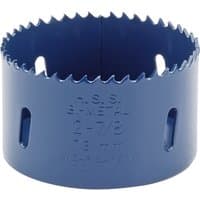 Blue Draper HSS bi-metal holesaw blade, 73mm diameter, with jagged edge and side slots for efficient cutting.