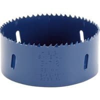 Blue Draper HSS bi-metal holesaw blade, 98mm diameter, with jagged teeth and side slots for efficient cutting.