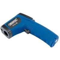 Blue Draper infrared thermometer with black accents and trigger grip handle.
