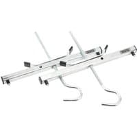 Silver Draper ladder car roof clamps with adjustable hooks and black rubber grips.