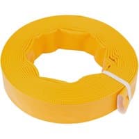 Yellow Draper Layflat Hose, 10m x 32mm, coiled with a white strap securing the roll.