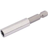 Draper 60mm magnetic bit holder, silver hexagonal shaft, 1/4" female to 1/4" male connection.