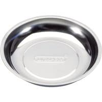 Stainless steel Draper magnetic parts bowl with embossed logo and smooth, round edges.