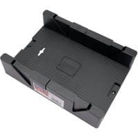 Black Draper Mega Mitre Box, 325 x 180 x 60mm, with grooved base and angled slots for precise cutting.