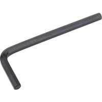 Black Draper metric hexagon key, 5.0mm, L-shaped with smooth finish and angled short arm.