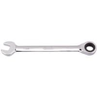Silver Draper 13mm metric ratcheting combination spanner with open-end and ratchet ring on opposite ends.