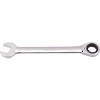 Silver Draper 19mm metric ratcheting combination spanner with open-end and ratchet ring on opposite sides.