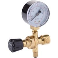 Brass Draper MIG gas bottle regulator with single gauge and black adjustment knob for disposable cylinders.