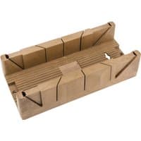 Brown Draper mitre box, 360x110x60mm, with angled slots for precise cutting and ribbed base for stability.