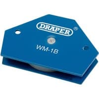 Blue Draper WM-1B magnetic holder, pentagon shape, with two holes and white logo on top.