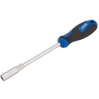 Draper nut spinner, 10mm, with silver shaft and black soft-grip handle featuring blue accents.
