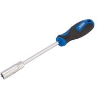 Draper nut spinner with soft-grip handle, blue and black design, 11mm socket, silver shaft.