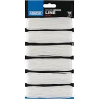 Draper Nylon Brick Line Hanks, six white bundles, each 18m, on black card with blue branding.