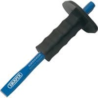Blue Draper cold chisel with octagonal shank, black hand guard, and ergonomic grip, 19 x 250mm size.
