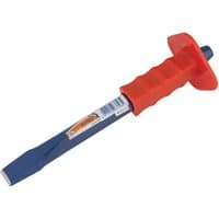 Blue octagonal shank cold chisel with red hand guard, 25 x 300mm, by Draper.