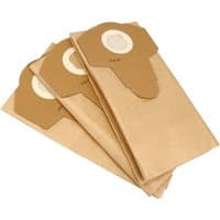 Brown Draper paper dust bags for WDV20ASS, pack of 3, with circular white seals and folded edges.
