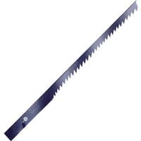 Draper fretsaw blade, 127mm, 18tpi, silver metal with pin ends and sharp teeth, set of twelve.