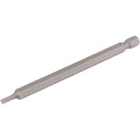 Draper 3mm plain slot insert bit, 100mm long, silver, with 1/4" hex shank, single piece.