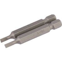 Draper 3mm plain slot insert bits, 1/4" hex, 50mm long, silver, pack of 2, with engraved text on sides.