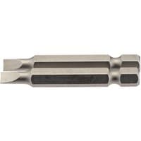 Draper plain slot insert bit, 4.5mm, silver, 1/4" hex shank, 50mm long, pack of 2, with grooved sides.