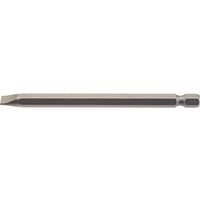 Draper 6.5mm plain slot insert bit, 1/4" hex, 100mm long, metallic finish, slender and elongated design.