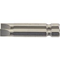 Draper plain slot insert bits, 6.5mm, 1/4" hex, 50mm long, silver, pack of 2, with flat tip and hexagonal base.