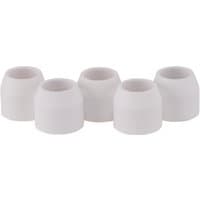 White ceramic shrouds for plasma cutter, cylindrical shape, pack of 5, compatible with Draper Stock No. 03358.
