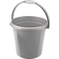 Gray Draper plastic bucket, 9L, with a sturdy handle and smooth finish.