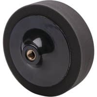 Black Draper polishing sponge, 150mm, M14, with soft foam and central attachment point.