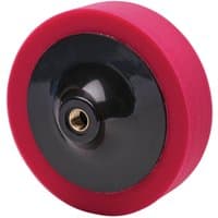 Red Draper polishing sponge, 150mm, M14, ultra soft, with black central hub and threaded attachment.