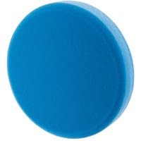 Blue Draper polishing sponge, round and medium-sized, with a smooth surface and slightly raised edges.